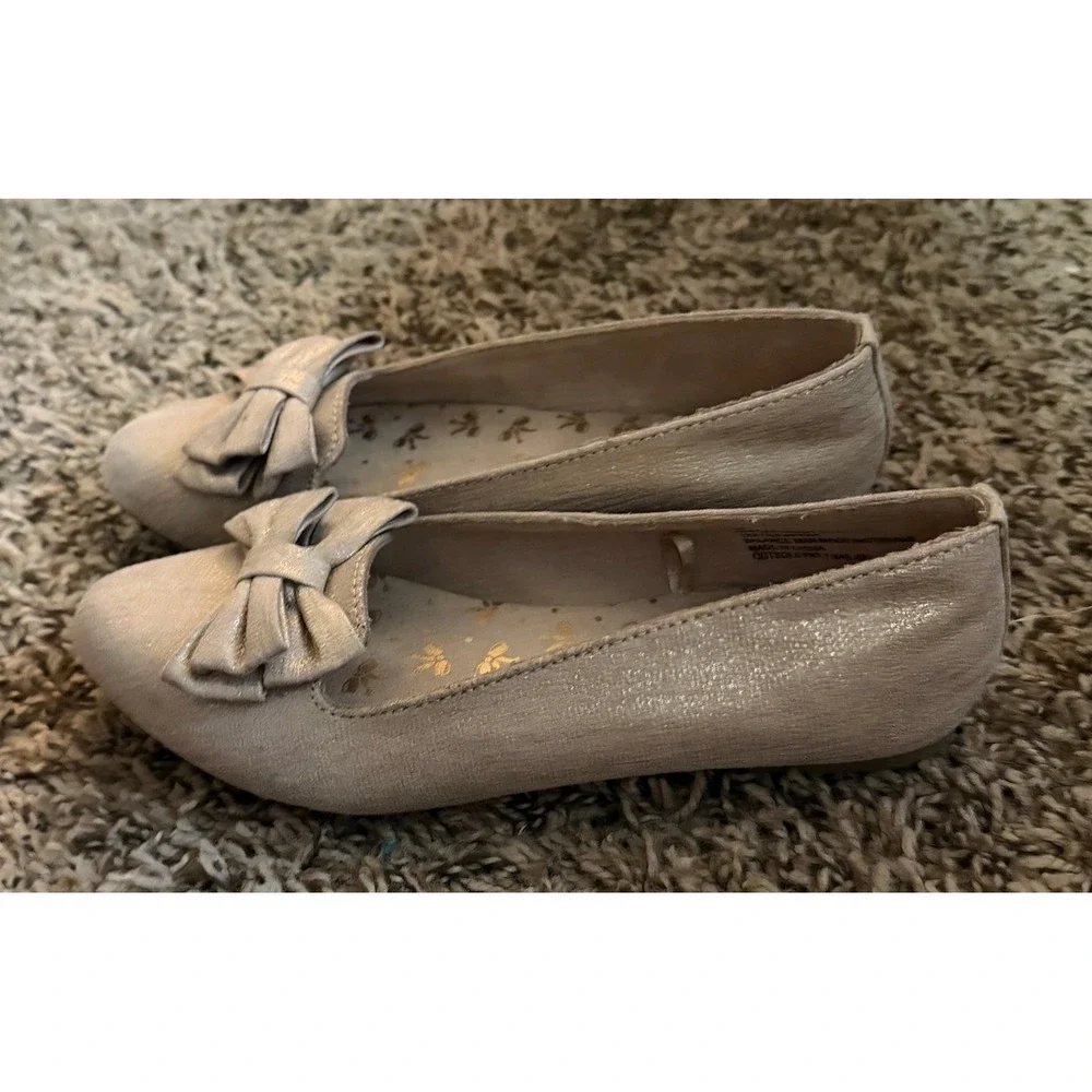 Self-Esteem Girls Glittery Light Pink Flats Delicate bow Size 1